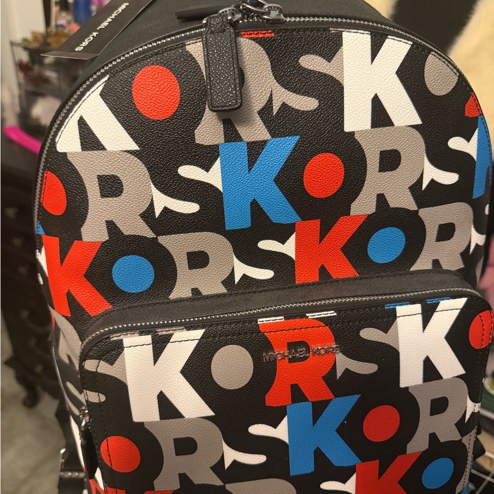 NWT Michael Kors Multicolor Logo Backpack